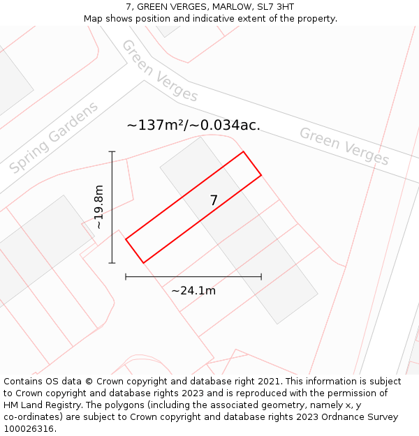 7, GREEN VERGES, MARLOW, SL7 3HT: Plot and title map