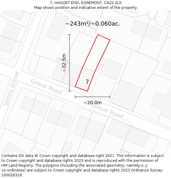 7, HAGGET END, EGREMONT, CA22 2LX: Plot and title map