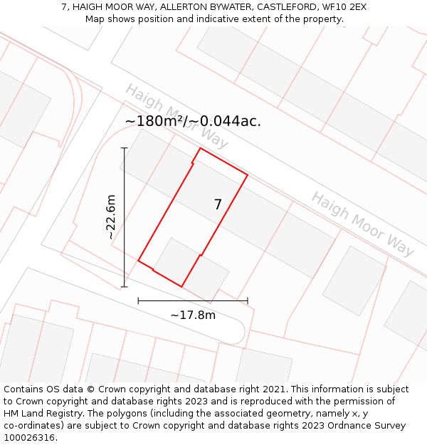 7, HAIGH MOOR WAY, ALLERTON BYWATER, CASTLEFORD, WF10 2EX: Plot and title map