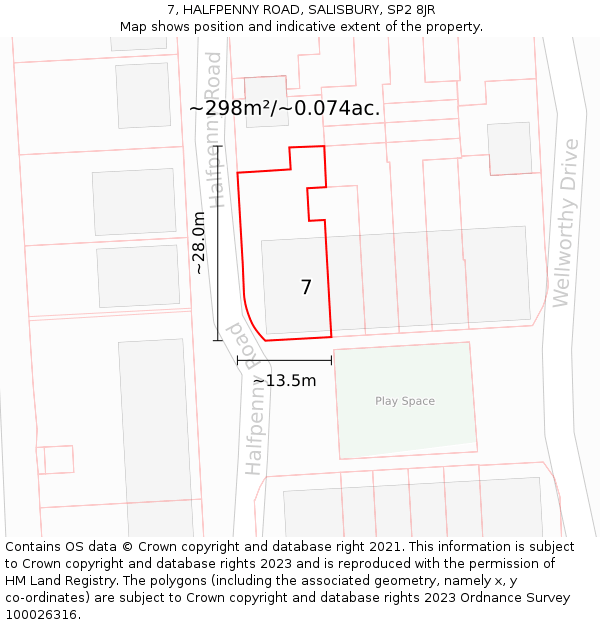 7, HALFPENNY ROAD, SALISBURY, SP2 8JR: Plot and title map