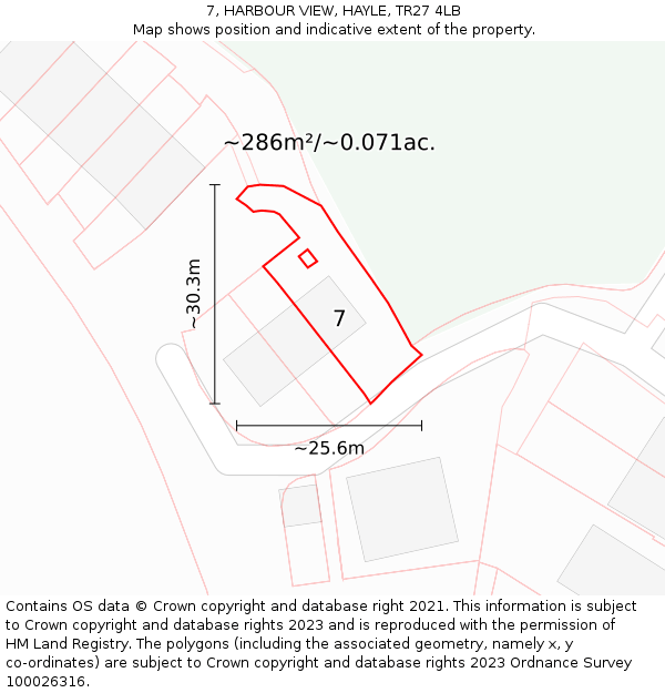 7, HARBOUR VIEW, HAYLE, TR27 4LB: Plot and title map