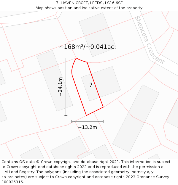 7, HAVEN CROFT, LEEDS, LS16 6SF: Plot and title map