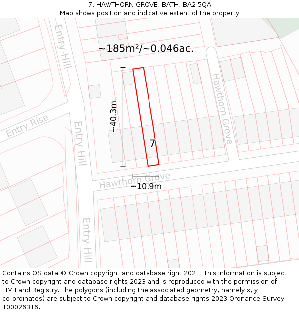 7, HAWTHORN GROVE, BATH, BA2 5QA: Plot and title map