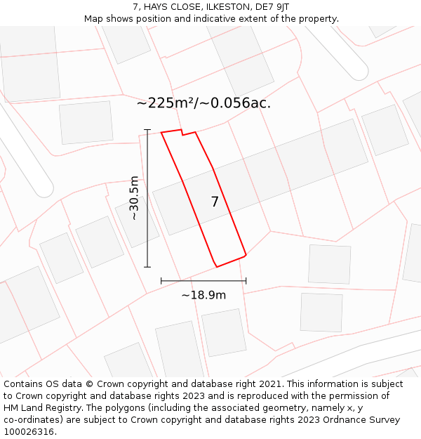7, HAYS CLOSE, ILKESTON, DE7 9JT: Plot and title map