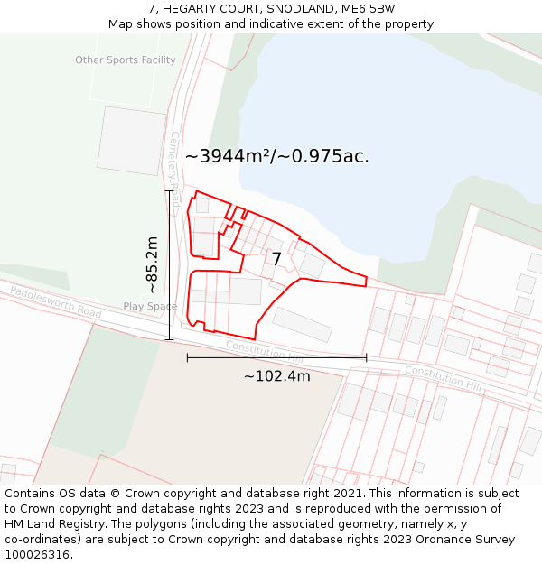 7, HEGARTY COURT, SNODLAND, ME6 5BW: Plot and title map