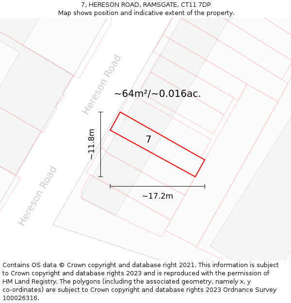 7, HERESON ROAD, RAMSGATE, CT11 7DP: Plot and title map