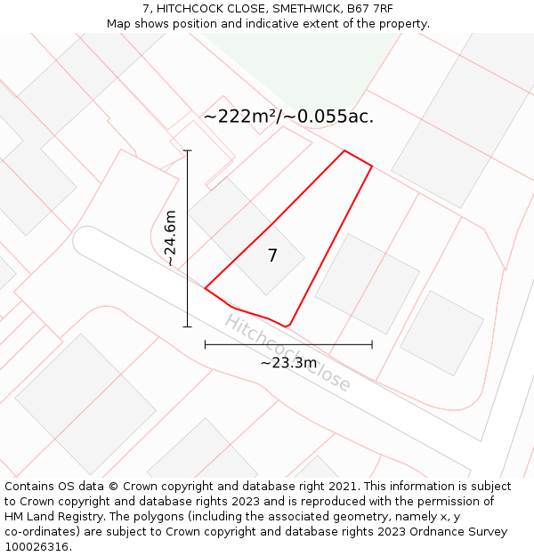 7, HITCHCOCK CLOSE, SMETHWICK, B67 7RF: Plot and title map