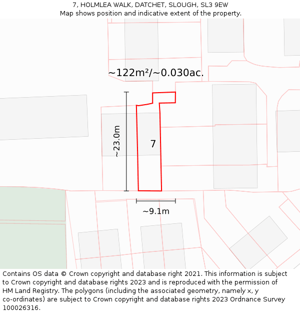 7, HOLMLEA WALK, DATCHET, SLOUGH, SL3 9EW: Plot and title map