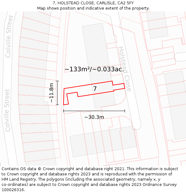 7, HOLSTEAD CLOSE, CARLISLE, CA2 5FY: Plot and title map