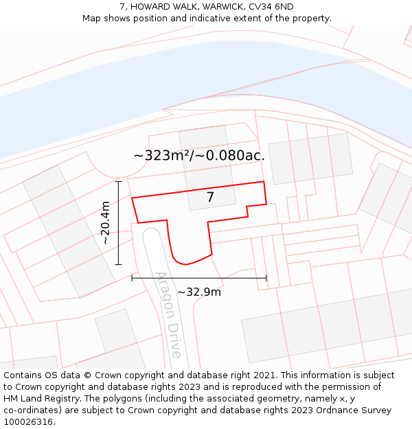 7, HOWARD WALK, WARWICK, CV34 6ND: Plot and title map