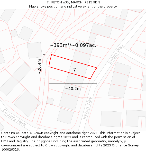 7, IRETON WAY, MARCH, PE15 9DN: Plot and title map
