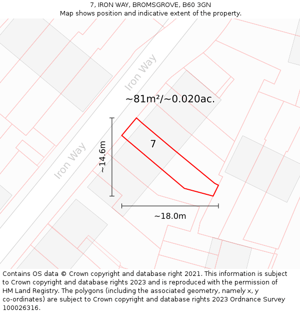 7, IRON WAY, BROMSGROVE, B60 3GN: Plot and title map