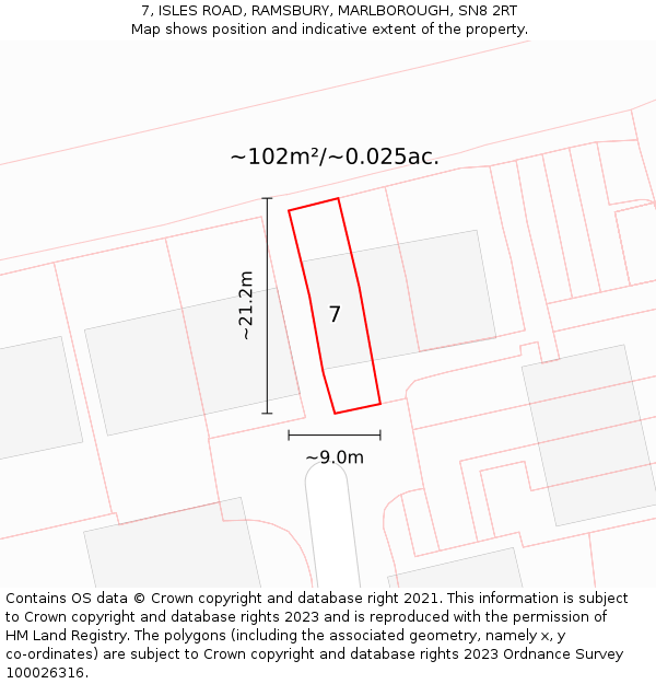 7, ISLES ROAD, RAMSBURY, MARLBOROUGH, SN8 2RT: Plot and title map