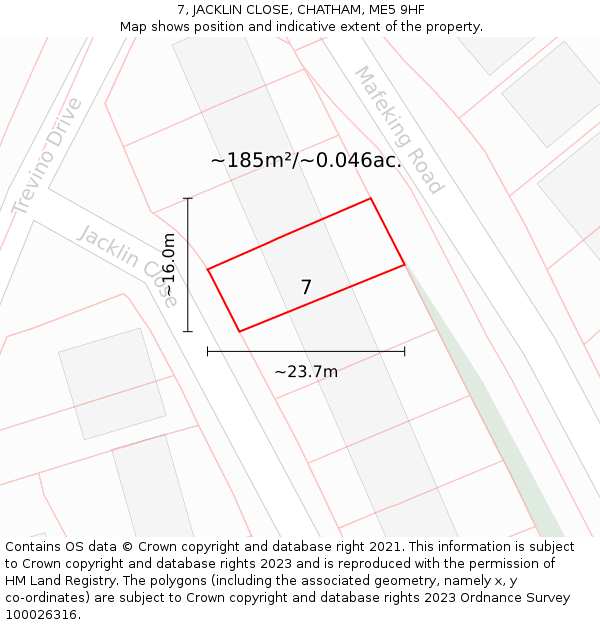 7, JACKLIN CLOSE, CHATHAM, ME5 9HF: Plot and title map
