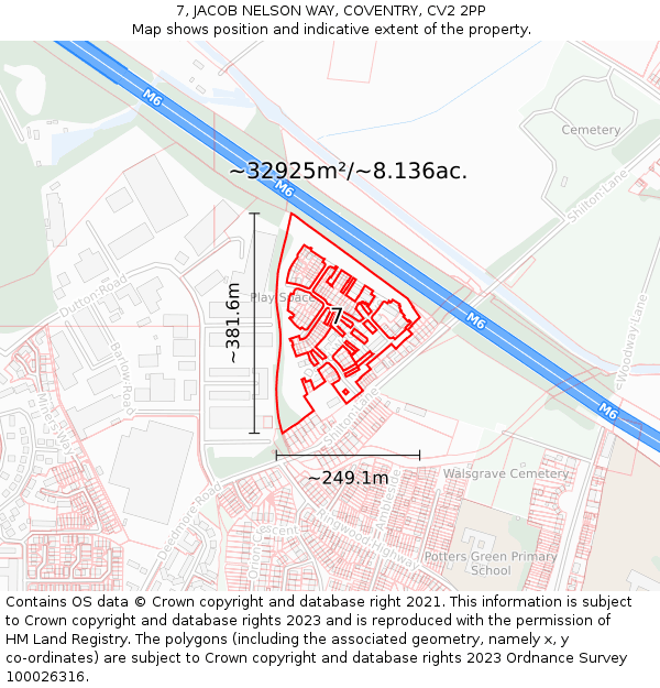 7, JACOB NELSON WAY, COVENTRY, CV2 2PP: Plot and title map