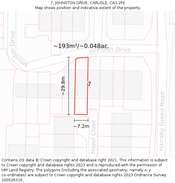 7, JOHNSTON DRIVE, CARLISLE, CA1 2FE: Plot and title map