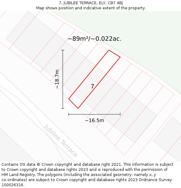 7, JUBILEE TERRACE, ELY, CB7 4BJ: Plot and title map