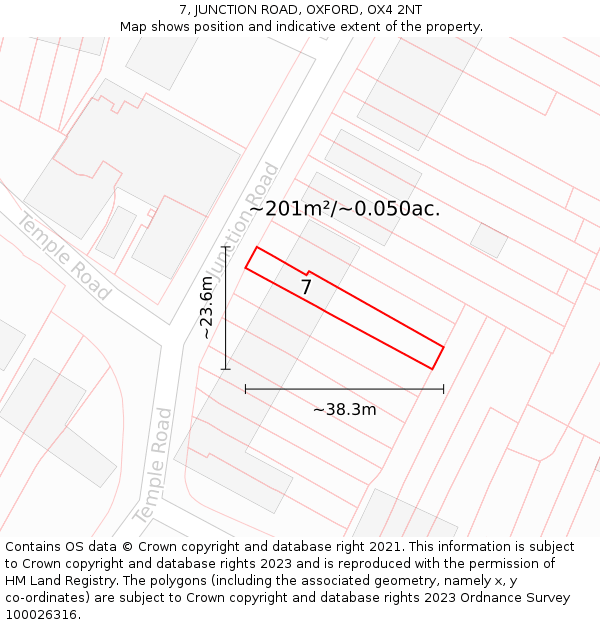 7, JUNCTION ROAD, OXFORD, OX4 2NT: Plot and title map