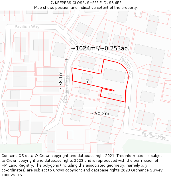 7, KEEPERS CLOSE, SHEFFIELD, S5 6EF: Plot and title map