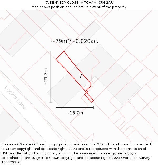 7, KENNEDY CLOSE, MITCHAM, CR4 2AR: Plot and title map