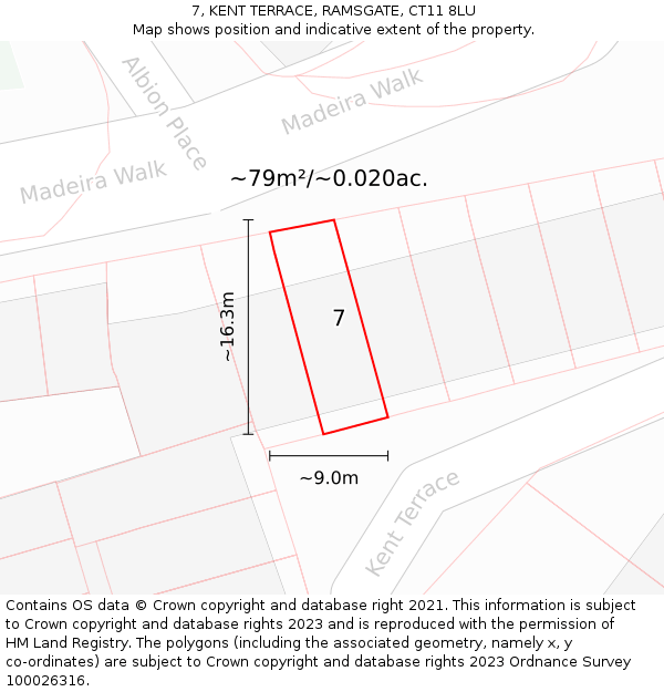 7, KENT TERRACE, RAMSGATE, CT11 8LU: Plot and title map