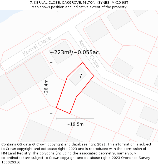 7, KERNAL CLOSE, OAKGROVE, MILTON KEYNES, MK10 9ST: Plot and title map