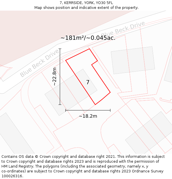 7, KERRSIDE, YORK, YO30 5FL: Plot and title map