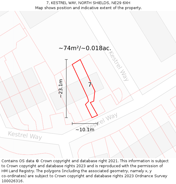 7, KESTREL WAY, NORTH SHIELDS, NE29 6XH: Plot and title map