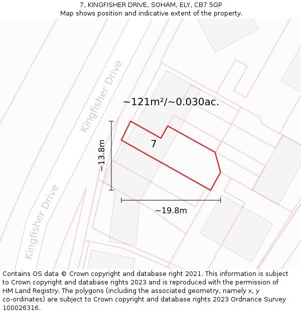 7, KINGFISHER DRIVE, SOHAM, ELY, CB7 5GP: Plot and title map