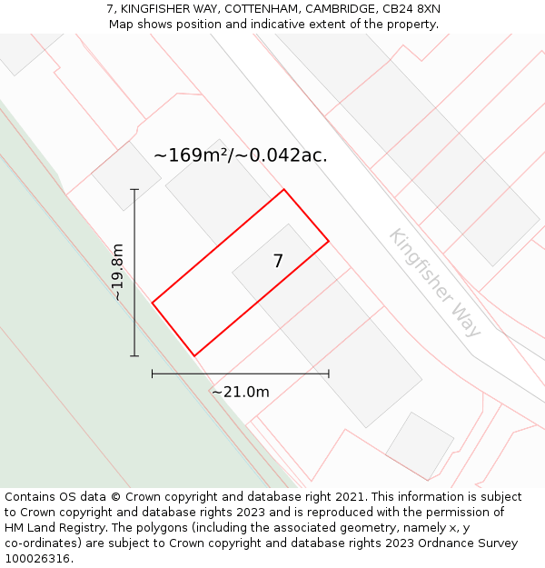 7, KINGFISHER WAY, COTTENHAM, CAMBRIDGE, CB24 8XN: Plot and title map