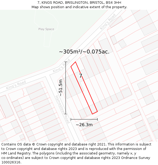 7, KINGS ROAD, BRISLINGTON, BRISTOL, BS4 3HH: Plot and title map