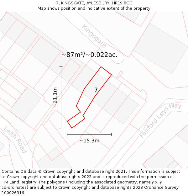 7, KINGSGATE, AYLESBURY, HP19 8GG: Plot and title map