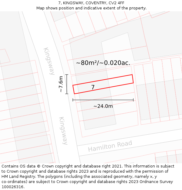 7, KINGSWAY, COVENTRY, CV2 4FF: Plot and title map