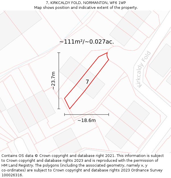 7, KIRKCALDY FOLD, NORMANTON, WF6 1WP: Plot and title map