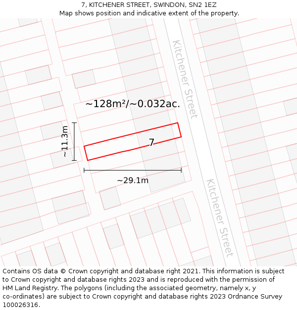 7, KITCHENER STREET, SWINDON, SN2 1EZ: Plot and title map