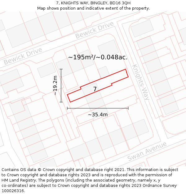 7, KNIGHTS WAY, BINGLEY, BD16 3QH: Plot and title map