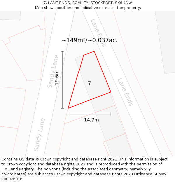 7, LANE ENDS, ROMILEY, STOCKPORT, SK6 4NW: Plot and title map
