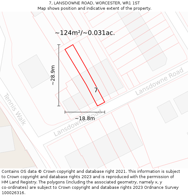 7, LANSDOWNE ROAD, WORCESTER, WR1 1ST: Plot and title map