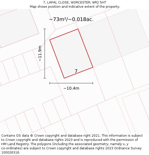 7, LAPAL CLOSE, WORCESTER, WR2 5HT: Plot and title map