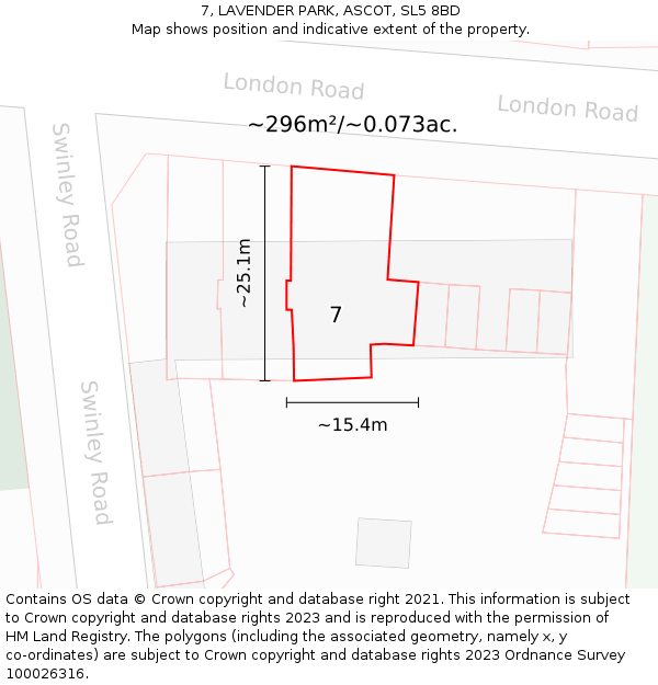 7, LAVENDER PARK, ASCOT, SL5 8BD: Plot and title map