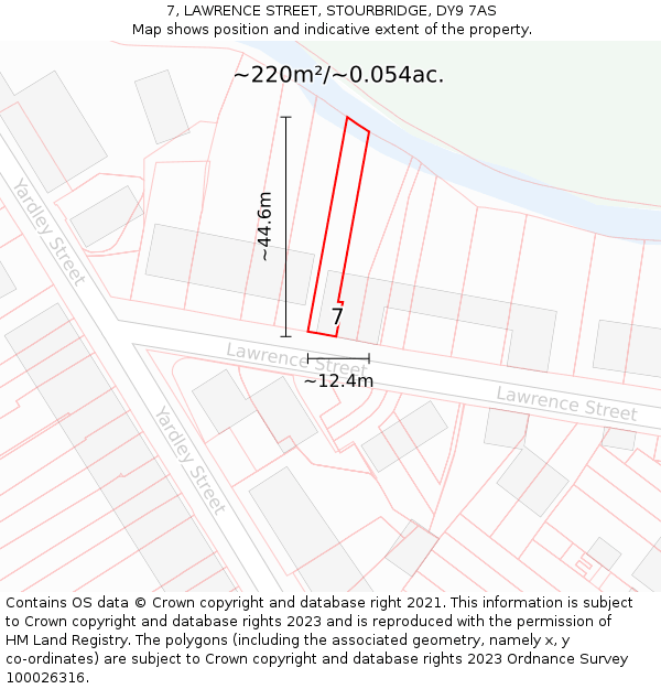 7, LAWRENCE STREET, STOURBRIDGE, DY9 7AS: Plot and title map