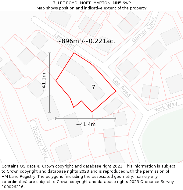 7, LEE ROAD, NORTHAMPTON, NN5 6WP: Plot and title map