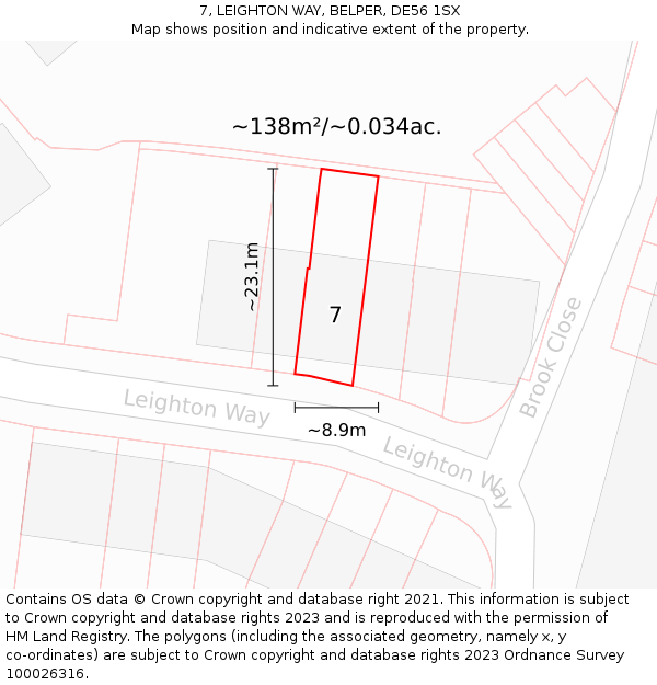 7, LEIGHTON WAY, BELPER, DE56 1SX: Plot and title map