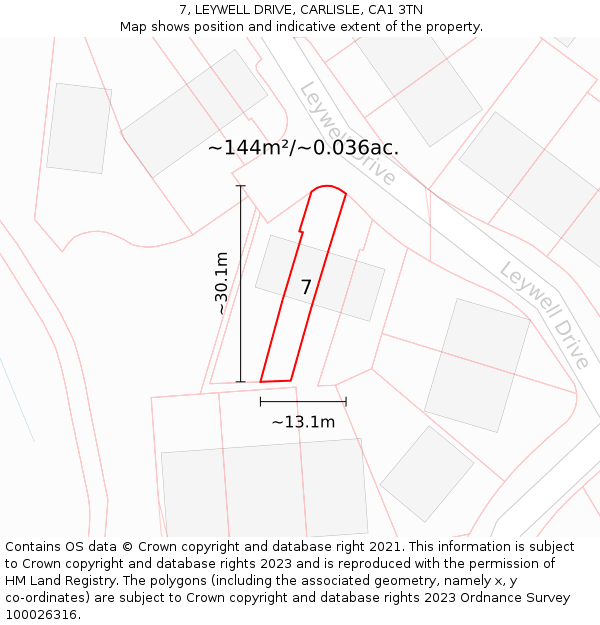 7, LEYWELL DRIVE, CARLISLE, CA1 3TN: Plot and title map