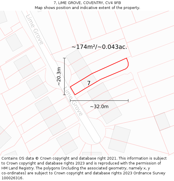 7, LIME GROVE, COVENTRY, CV4 9FB: Plot and title map
