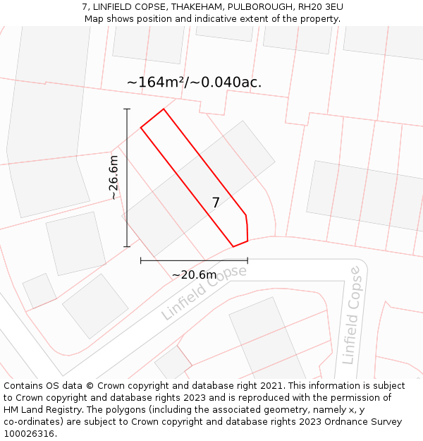 7, LINFIELD COPSE, THAKEHAM, PULBOROUGH, RH20 3EU: Plot and title map