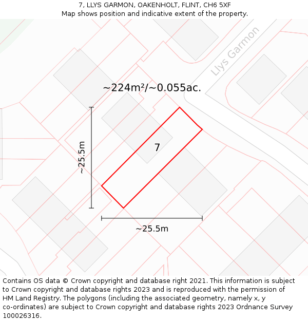 7, LLYS GARMON, OAKENHOLT, FLINT, CH6 5XF: Plot and title map