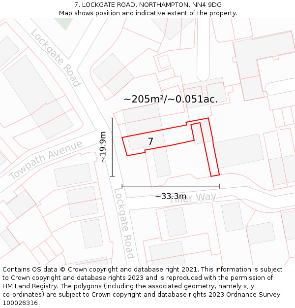 7, LOCKGATE ROAD, NORTHAMPTON, NN4 9DG: Plot and title map