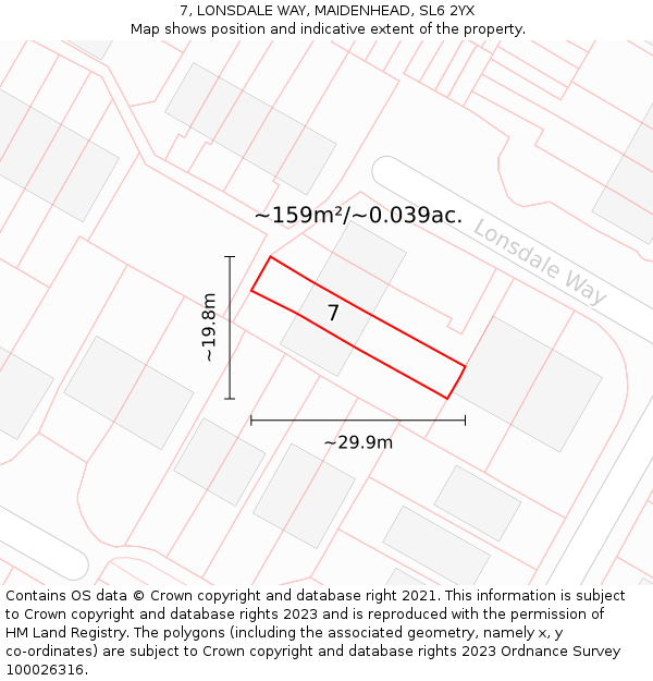 7, LONSDALE WAY, MAIDENHEAD, SL6 2YX: Plot and title map