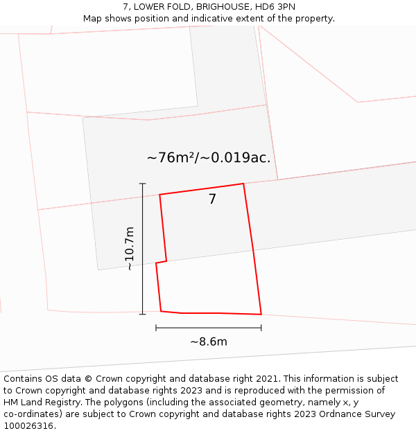 7, LOWER FOLD, BRIGHOUSE, HD6 3PN: Plot and title map